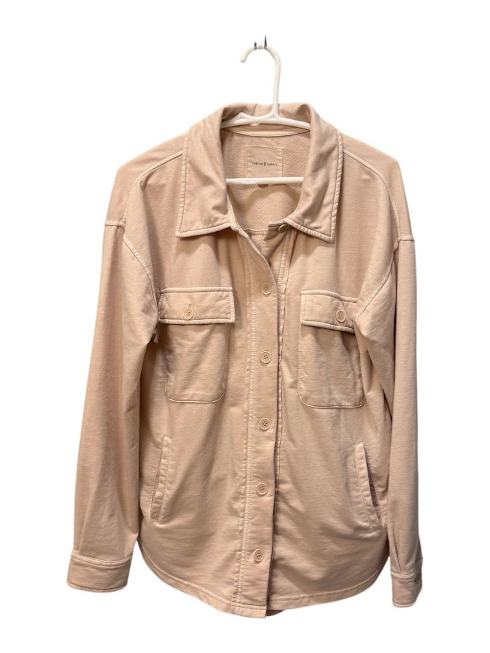 Thread & Supply Light Beige Utility Button Jacket